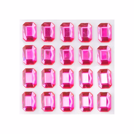 Rhinestone Stickers rektangulär cerise