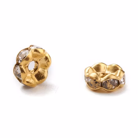 Blomster strass rondeller - klass A- 6mm guld/klar