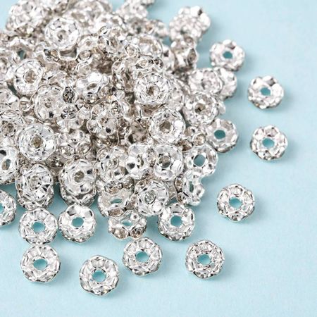 Blomster strass rondeller - klass A- 6mm silver/klar