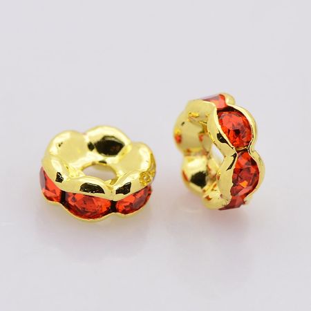 Blomster strass rondeller - klass A- 6mm guld/hyacint