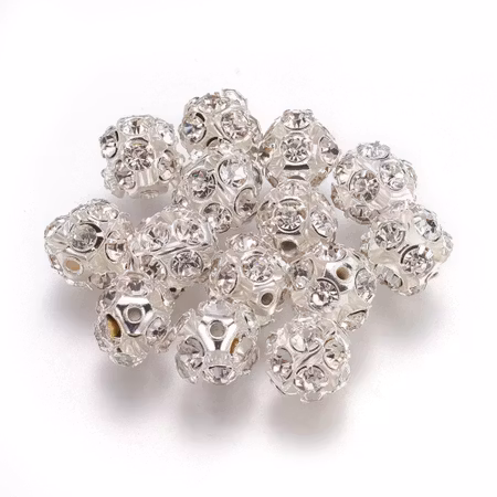 Strass pärlor - klass B - silverpläterad/klar - 10mm - 1st