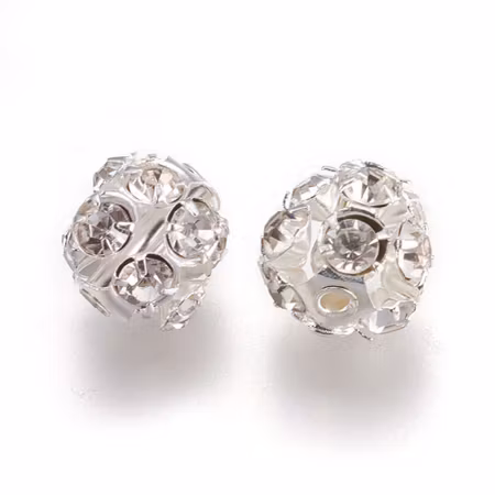 Strass pärlor - klass B - silverpläterad/klar - 10mm - 1st