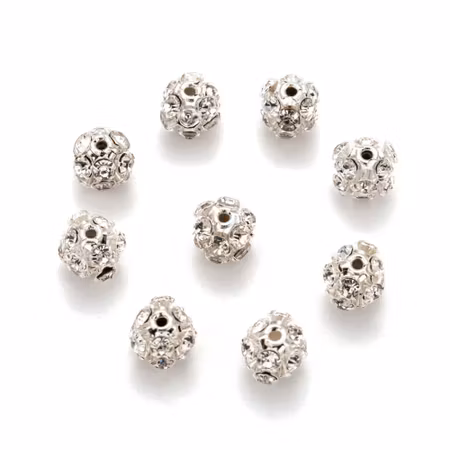 Strass pärlor - klass B - silverpläterad/klar - 8mm - 1st