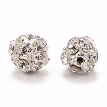 Strass pärlor - klass B - silverpläterad/klar - 8mm - 1st