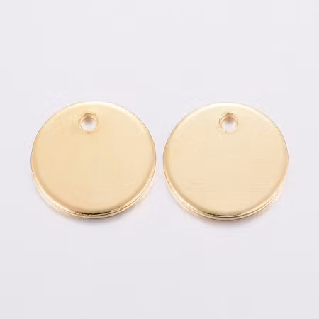 Charms - Berlock - Rund platta 8mm  - guld