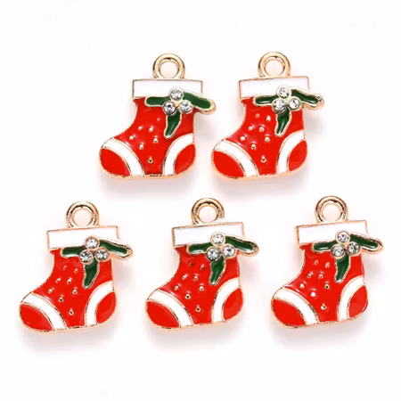 Charms - Berlock - Julstrumpa med bling - emalj