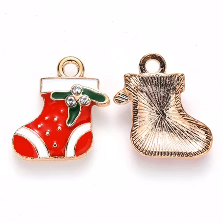 Charms - Berlock - Julstrumpa med bling - emalj