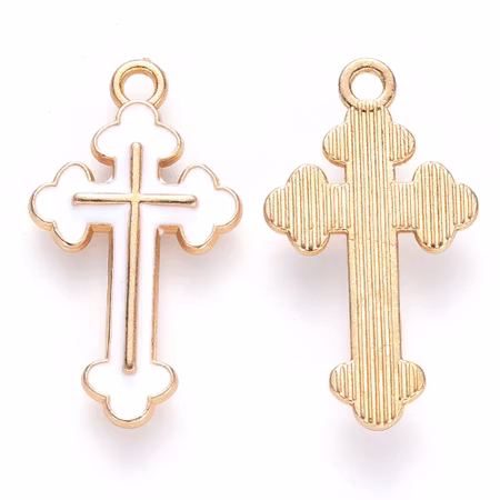 Charms - Berlock - Kors vitt- emalj