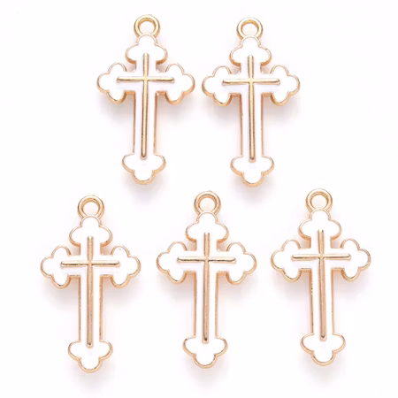 Charms - Berlock - Kors vitt- emalj