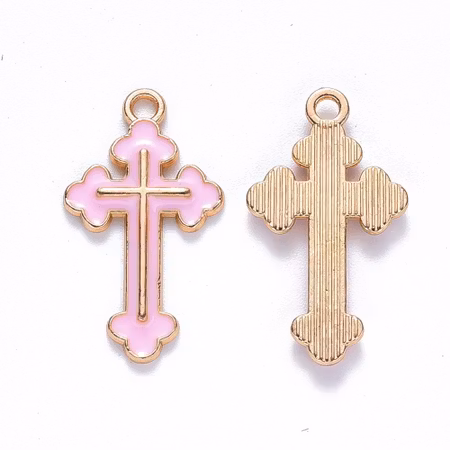 Charms - Berlock - Kors rosa - emalj