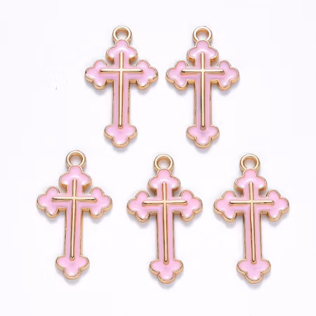 Charms - Berlock - Kors rosa - emalj