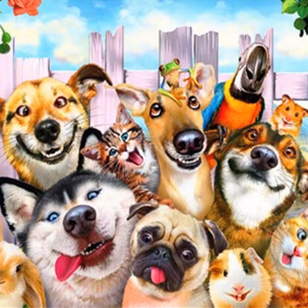 Hundar - Diamond Painting   - 40x30