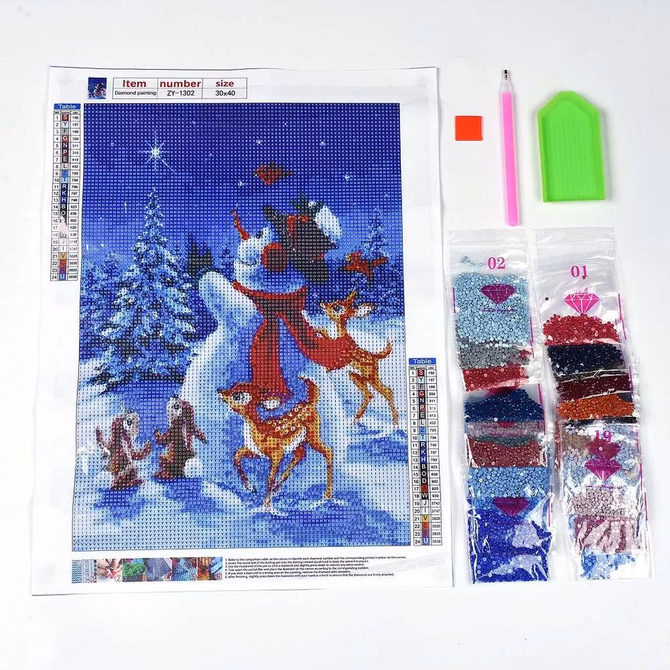 Snögubbe - Diamond Painting   - 40x30