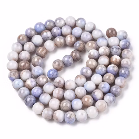 Rund "krackelerad" glaspärla - 10mm - medium skifferblå - sträng - ca 80st