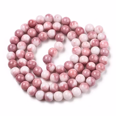 Rund "krackelerad" glaspärla - 10mm - cerise - sträng - ca 80st