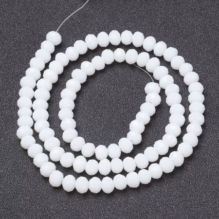 Facetterad glaspärla rondell - 10x8mm - vit - sträng - ca 66st
