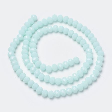Facetterad glaspärla rondell - 10x8mm - ljus cyan - sträng - ca 66st