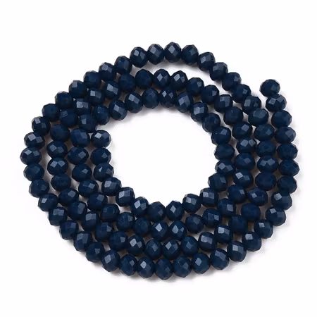 Facetterad glaspärla rondell - 10x8mm - stål blå - sträng - ca 66st
