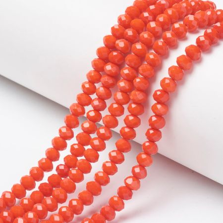 Facetterad glaspärla rondell - 8x6mm - orange - sträng - ca 72st