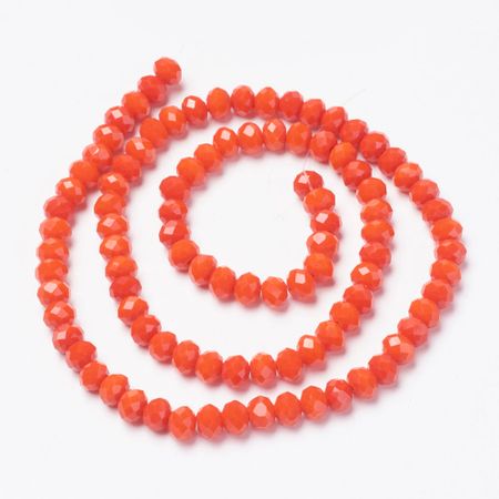 Facetterad glaspärla rondell - 8x6mm - orange - sträng - ca 72st