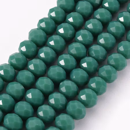 Facetterad glaspärla rondell - 8x6mm - ljus havsgrön - sträng - ca 72st