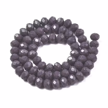 Facetterad glaspärla rondell - 8x6mm - medium lila - sträng - ca 72st