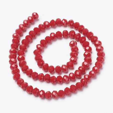 Facetterad glaspärla rondell - 4x3mm - röd - sträng - ca 130st
