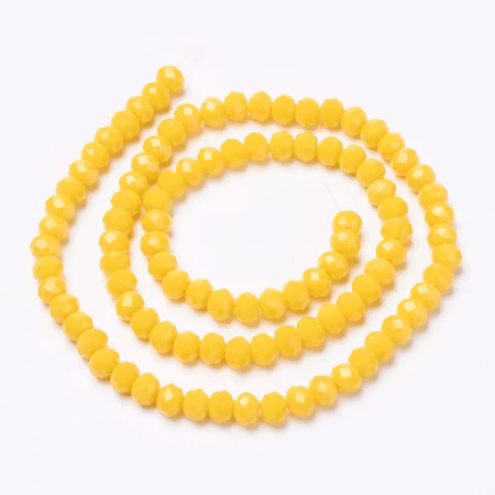 Facetterad glaspärla rondell - 4x3mm - gul - sträng - ca 130st