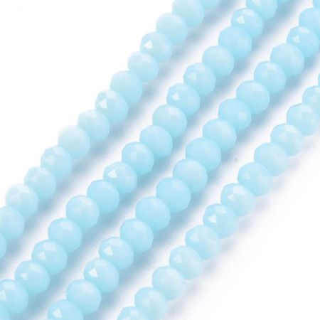 Facetterad glaspärla rondell - 4x3mm - ljus himmelsblå - sträng - ca 130st