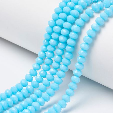 Facetterad glaspärla rondell - 4x3mm - cyan - sträng - ca 130st