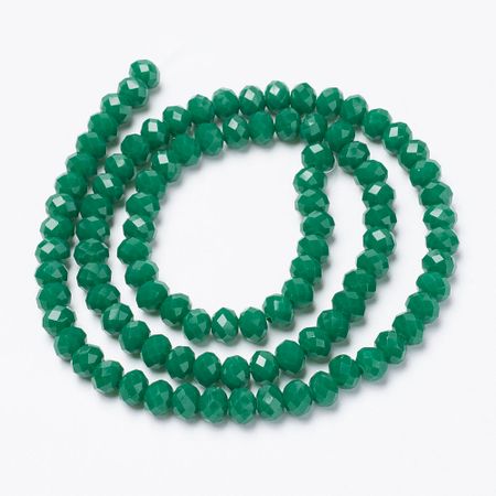 Facetterad glaspärla rondell - 4x3mm - grön - sträng - ca 130st