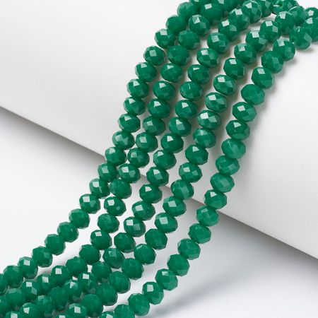 Facetterad glaspärla rondell - 4x3mm - grön - sträng - ca 130st