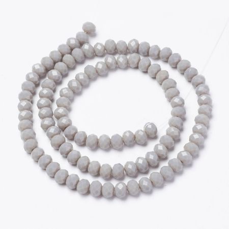 Facetterad glaspärla rondell - 4x3mm - grå - sträng - ca 130st