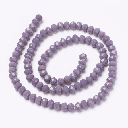 Facetterad glaspärla rondell - 4x3mm - medium lila - sträng - ca 130st