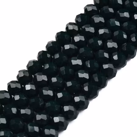 Facetterad glaspärla rondell - 4x3mm - mörk grön - sträng - ca 130st