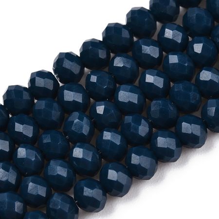 Facetterad glaspärla rondell - 4x3mm - stål blå - sträng - ca 130st