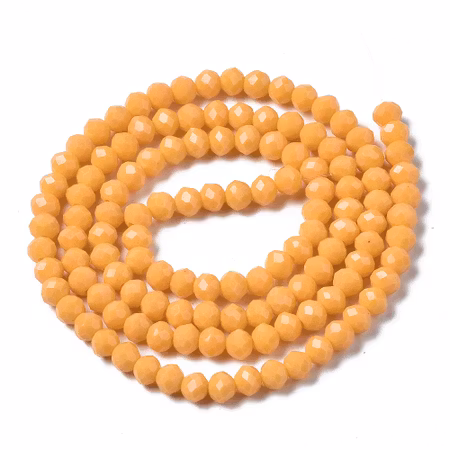 Facetterad glaspärla rondell - 4x3mm - guld gul - sträng - ca 130st