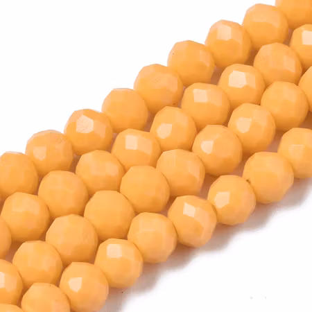 Facetterad glaspärla rondell - 4x3mm - guld gul - sträng - ca 130st