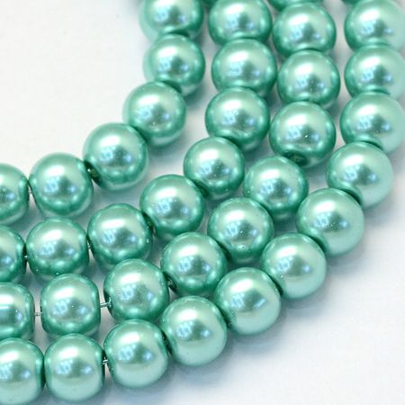 Vaxade glaspärlor - 8-9mm - medium aquamarin - 20-p