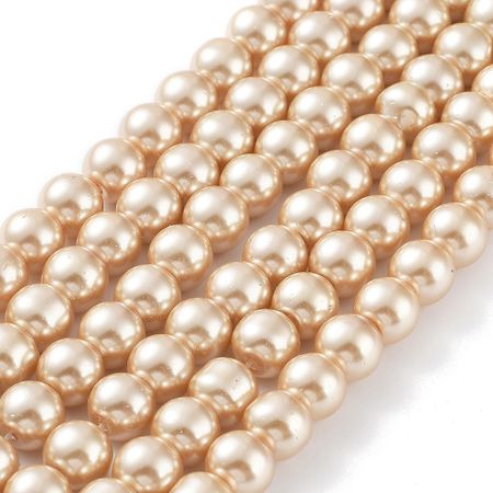 Vaxade glaspärlor - 8-9mm - beige - 20-p