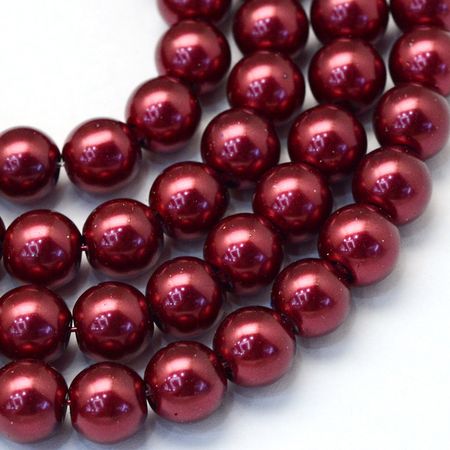 Vaxade glaspärlor - 12mm - mörk röd - 10-p
