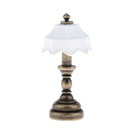 **Miniatyr** Bordslampa - antik brons - vit