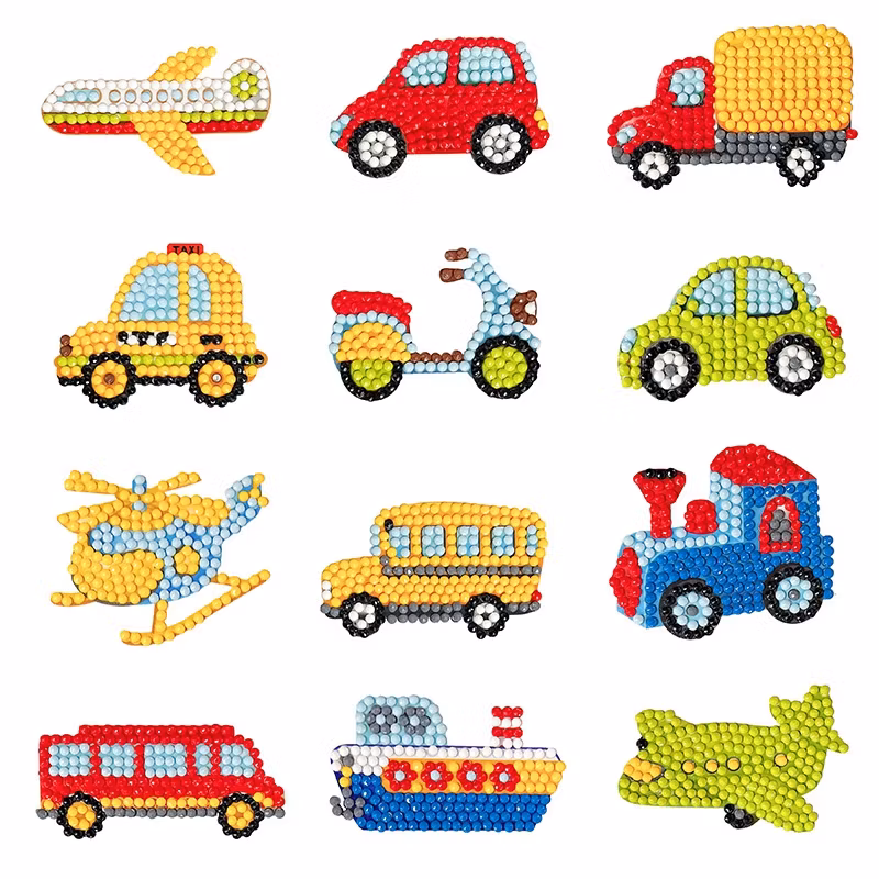 Klistermärken - Diamond Painting   - fordonsmotiv - 12st