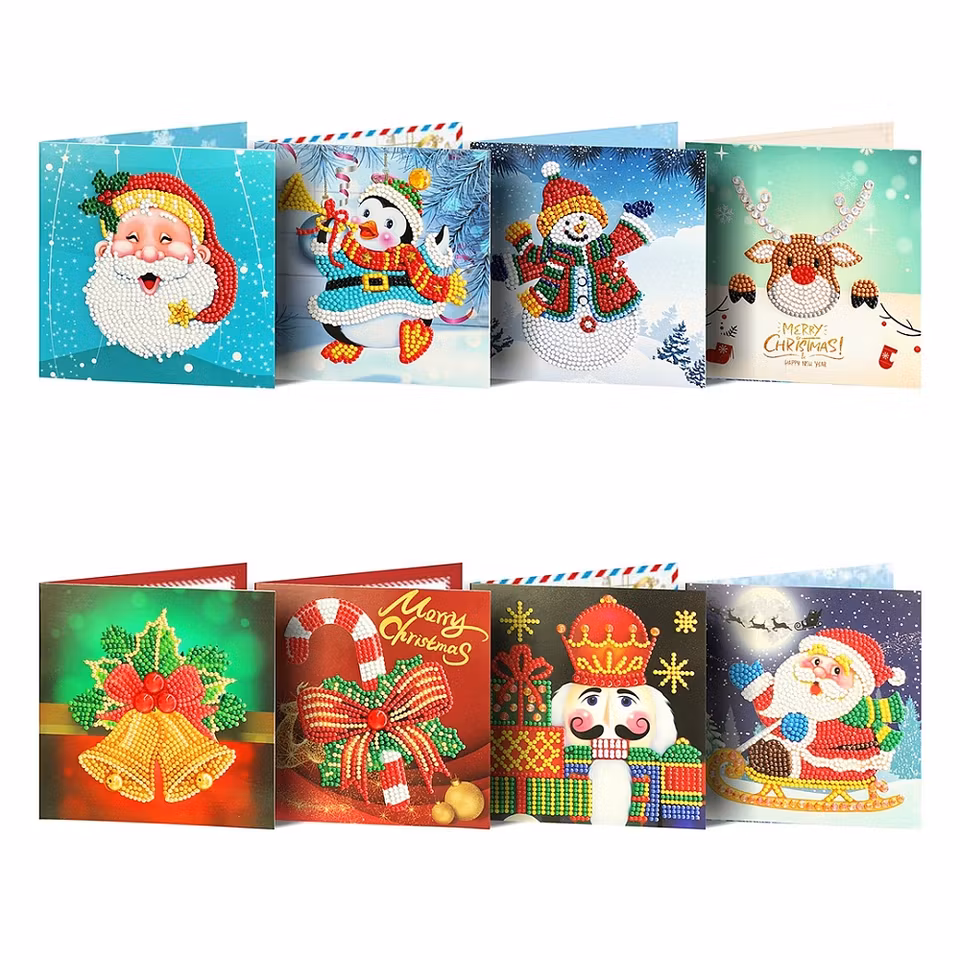 Julkort - Diamond Painting   - 8st 15x15cm