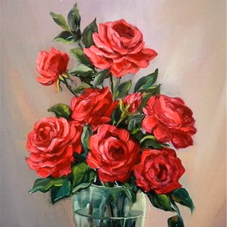 Rosor i vas - Diamond Painting   - 40x30