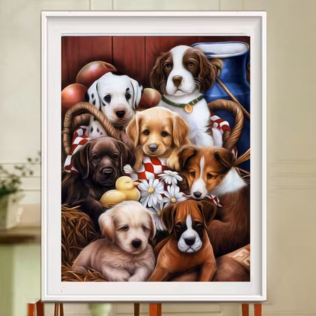 Söta valpar - Diamond Painting   - 40x30