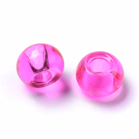 Glaspärla med stort hål - magenta