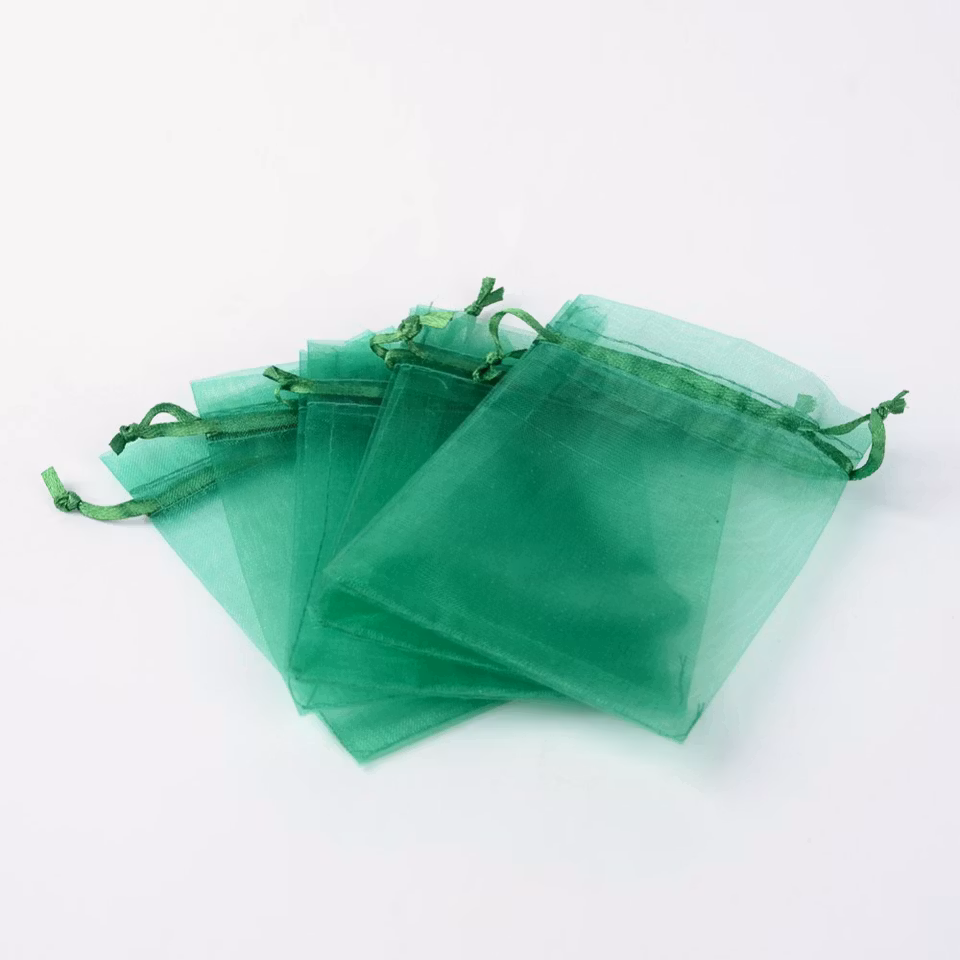 Organza / smycke påse grön ca12x9, 5-pack