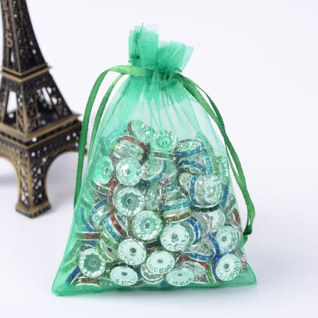 Organza / smycke påse grön ca12x9, 5-pack