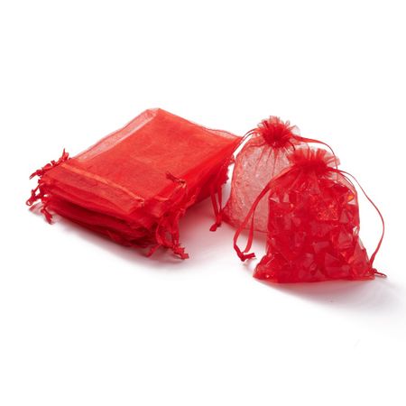 Organza / smycke påse röd ca12x9, 5-pack